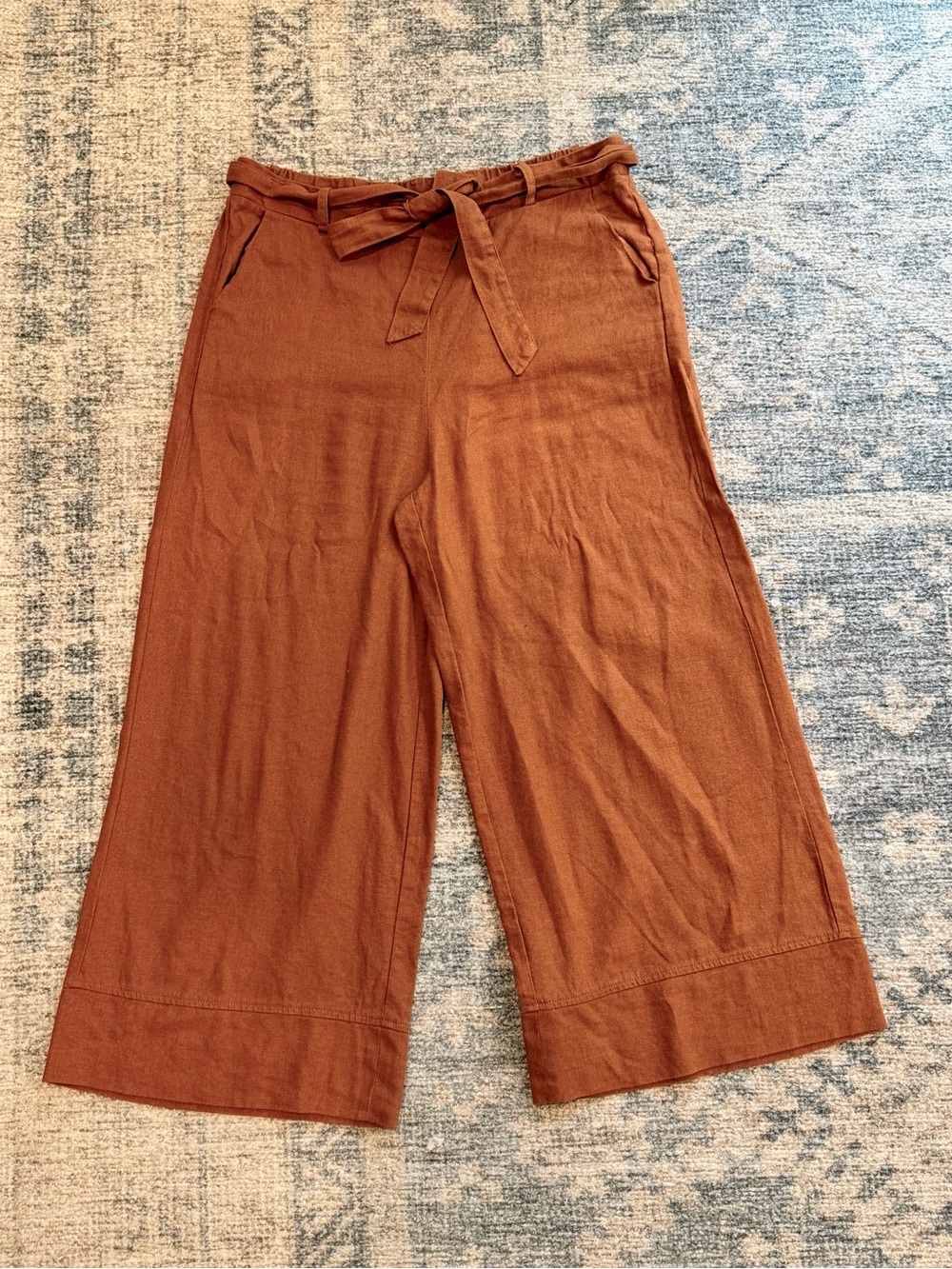 Joie Burnt Orange Tie-Waist Wide-Leg Pants